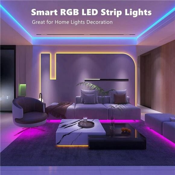 100ft Led Lights for Bedroom 2 Rolls 50ft Smart RGB Led Strip Lights Decoration - Picture 2 of 8